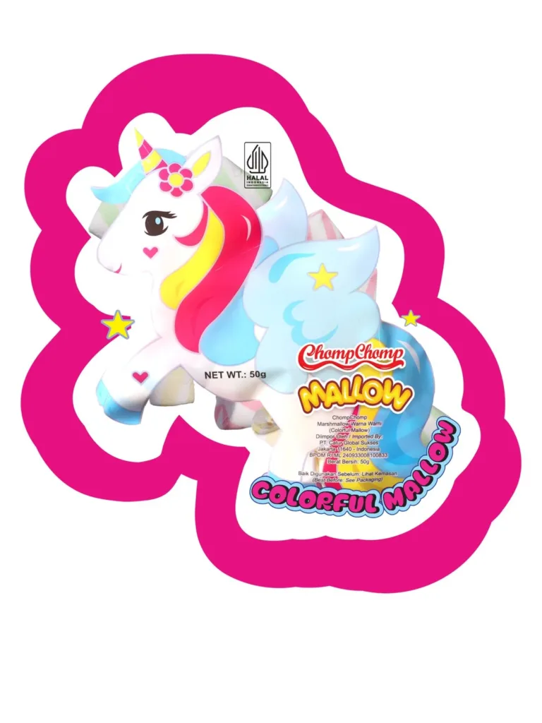 colorful mallow marshmallow warna-warni yang playful berbentuk unicorn
